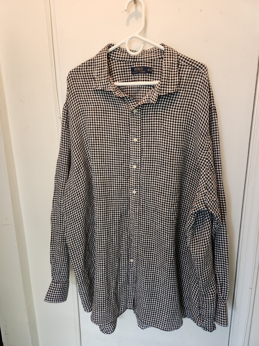 Ralph Lauren 4XLT Black and White Gingham Button-Down Shirt
